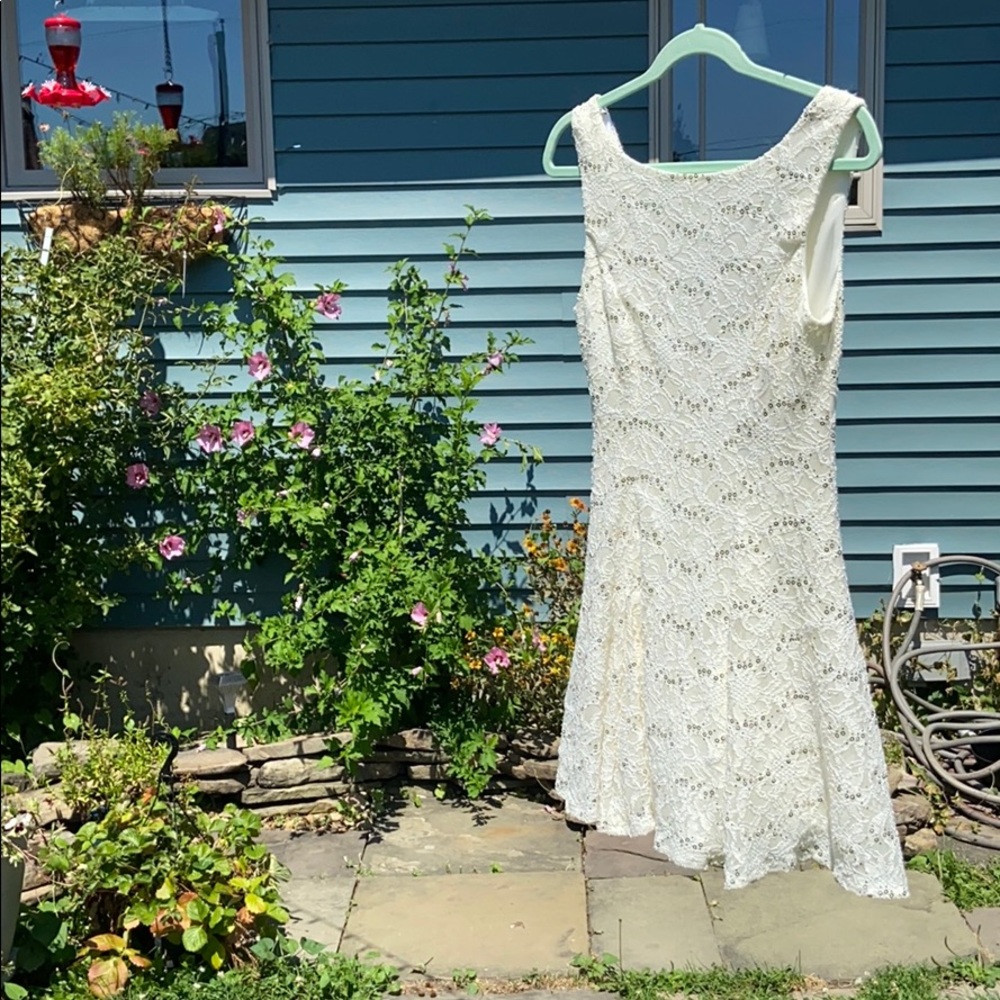 White and gold sequin dress